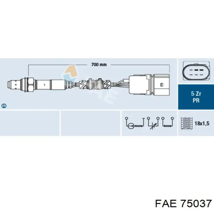 75037 FAE Sonda lambda czujnik tlenu przed katalizatorem