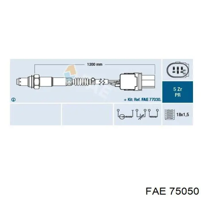 75050 FAE Sonda lambda czujnik tlenu przed katalizatorem