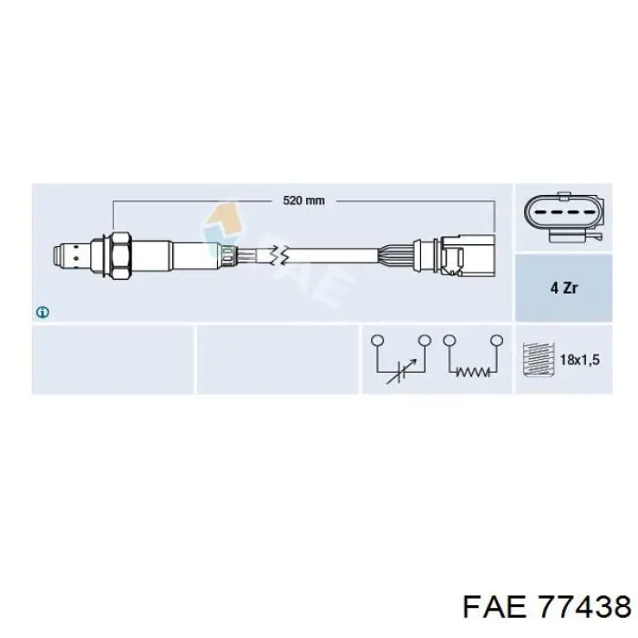 Sonda lambda czujnik tlenu przed katalizatorem FAE 77438 cena, od 67,08 USD
