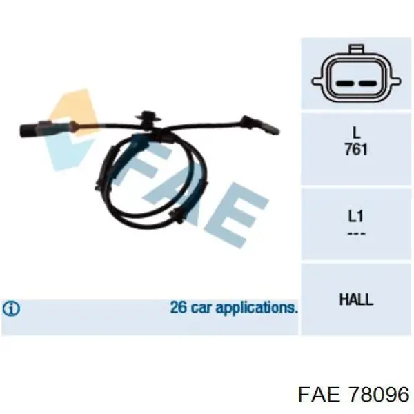 Czujnik ABS przedni FAE 78096 cena, od 22,07 USD