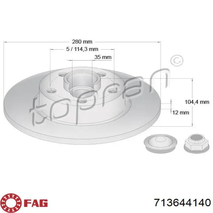 Tarcza hamulcowa tylna 713644140 FAG