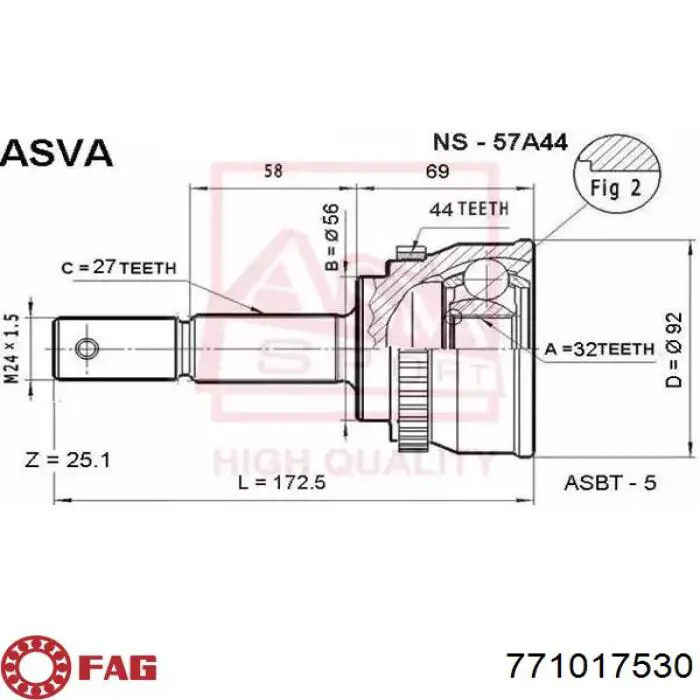 Przegub homokinetyczny przedni zewnętrzny FAG 771017530 cena, od 47,85 USD