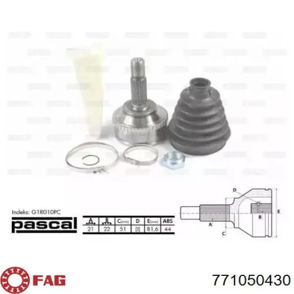 Przegub homokinetyczny przedni zewnętrzny FAG 771050430 cena, od 36,91 USD