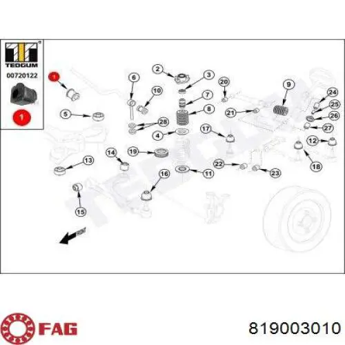Tuleja stabilizatora przedniego FAG 819003010 cena, od 2,78 USD