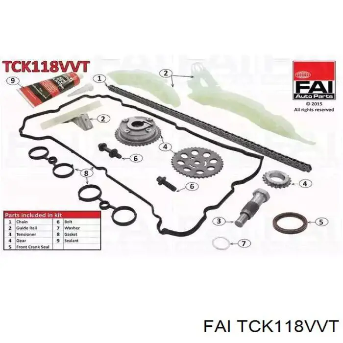 TCK118VVT FAI Łańcuch rozrządu, zestaw
