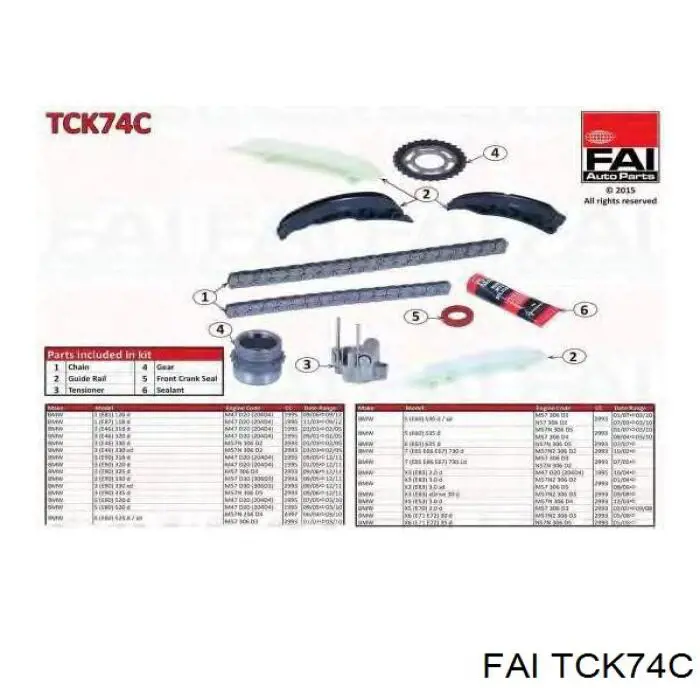 TCK74C FAI Łańcuch rozrządu, zestaw