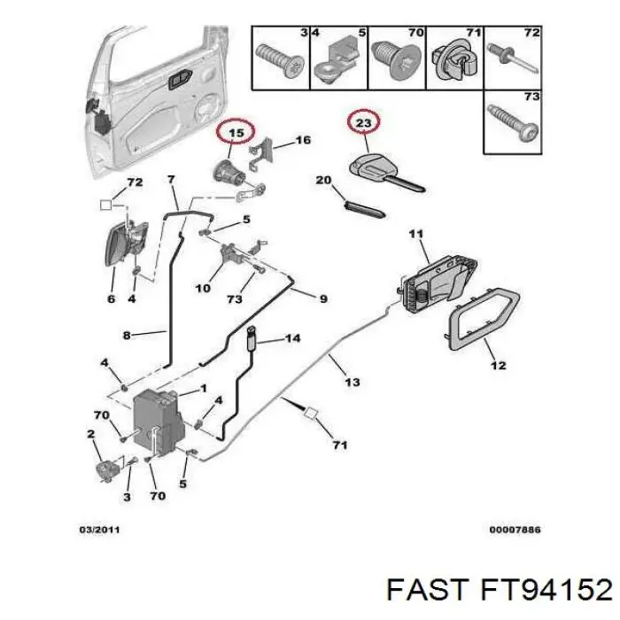 FT94152 Fast wkładka zamka drzwi przednich