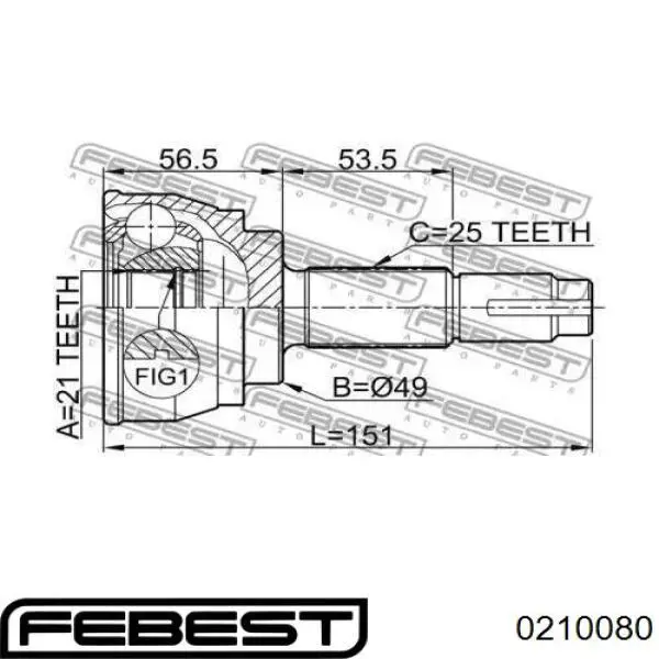 Przegub homokinetyczny przedni zewnętrzny Febest 0210080 cena, od 112,22 USD