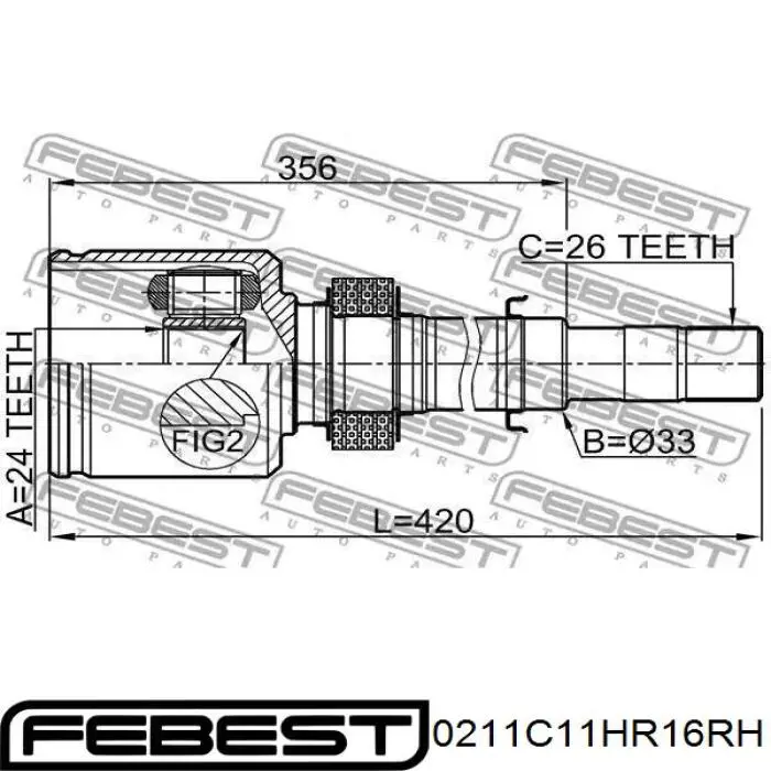 Przegub homokinetyczny wewnętrzny przedni prawy Nissan Tiida hatchback (C11X) (2004 - 2014) cena, od 74,67 USD