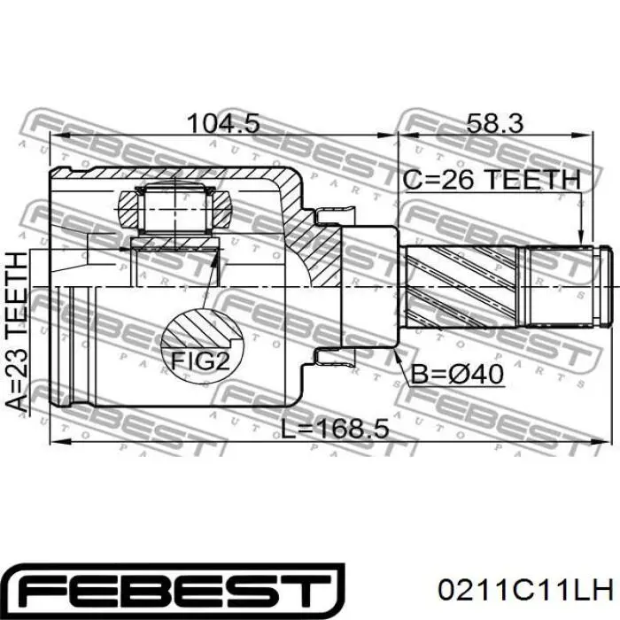 Przegub homokinetyczny wewnętrzny przedni lewy Nissan Tiida hatchback (C11X) (2004 - 2014) cena, od 54,90 USD