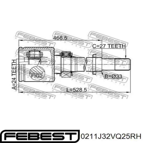 39771JN00A Nissan/Infiniti przegub homokinetyczny wewnętrzny przedni prawy