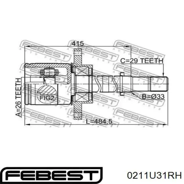Przegub homokinetyczny wewnętrzny przedni prawy Nissan Teana sedana (J31) (2003 - 2008) cena, od 225,82 USD