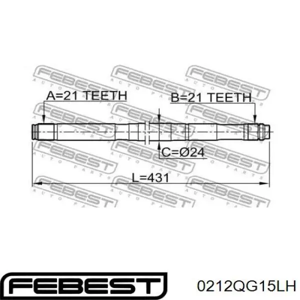 0212-QG15LH Febest półoś napędowa przednia lewa
