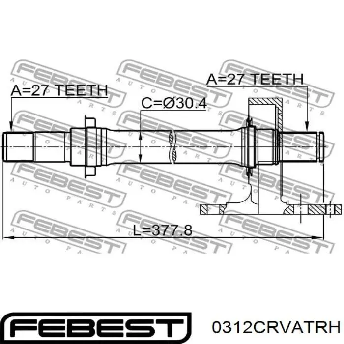 Wał napędowy półosi pośredni Febest 0312CRVATRH cena, od 182,78 USD