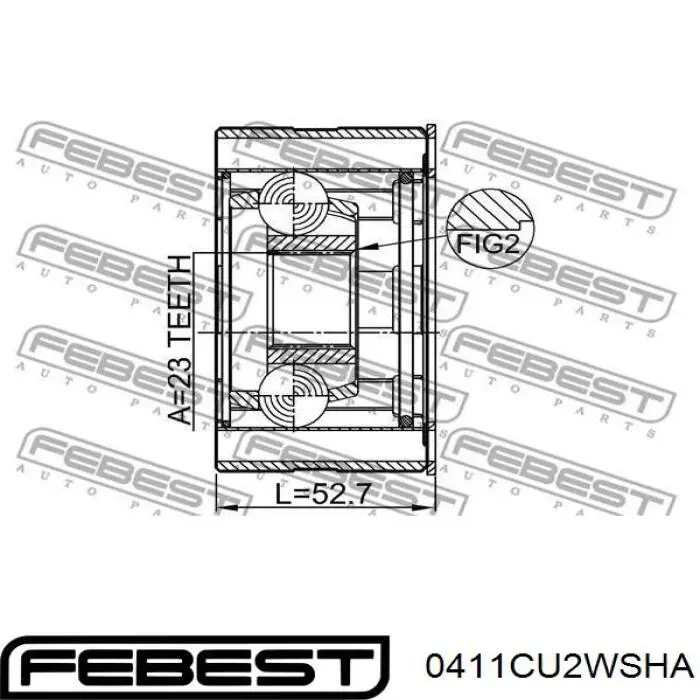 Przegub homokinetyczny przednni wału Cardana przedniego Febest 0411CU2WSHA cena, od 86,79 USD