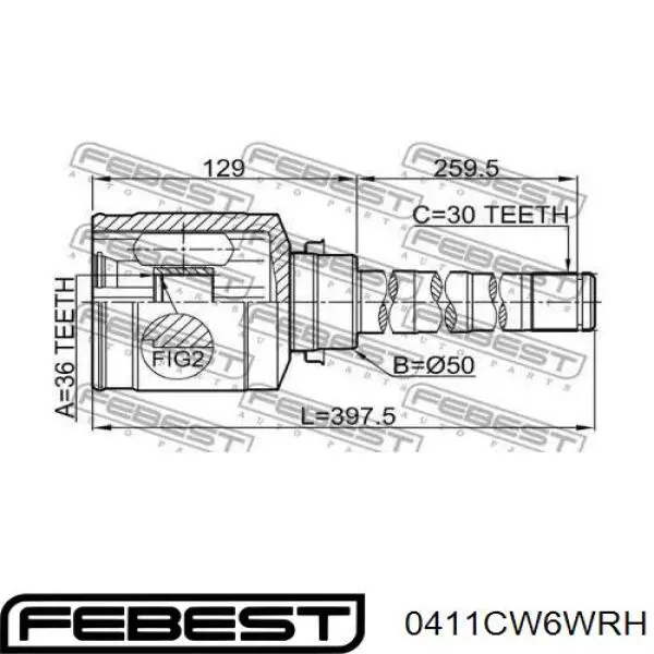 MTIRCW6 Asva Przegub homokinetyczny wewnętrzny przedni prawy