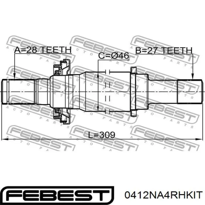 Półoś napędowa przednia prawa Mitsubishi Space Wagon III minivan (N8, N9) (1998 - 2004) cena, od 45,34 USD