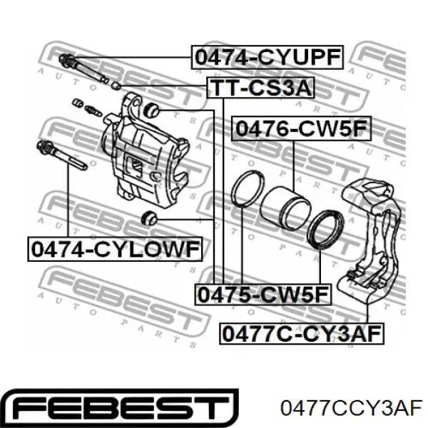 Jarzmo zacisku hamulcowego przedniego Febest 0477CCY3AF cena, od 48,61 USD