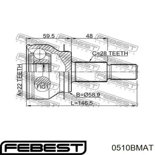 FTC622510 Mazda Przegub homokinetyczny przedni zewnętrzny