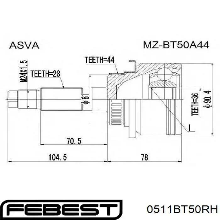 Przegub homokinetyczny wewnętrzny przedni prawy Ford 4964035 cena, od 46,90 USD