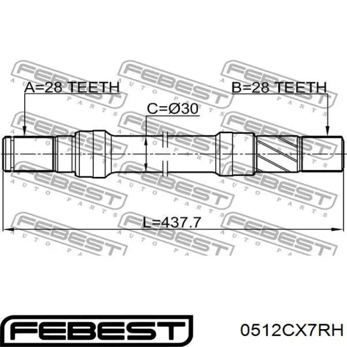 Półoś napędowa przednia prawa Mazda CX-7 SUV (ER) (2006 - 2009) cena, od 117,21 USD