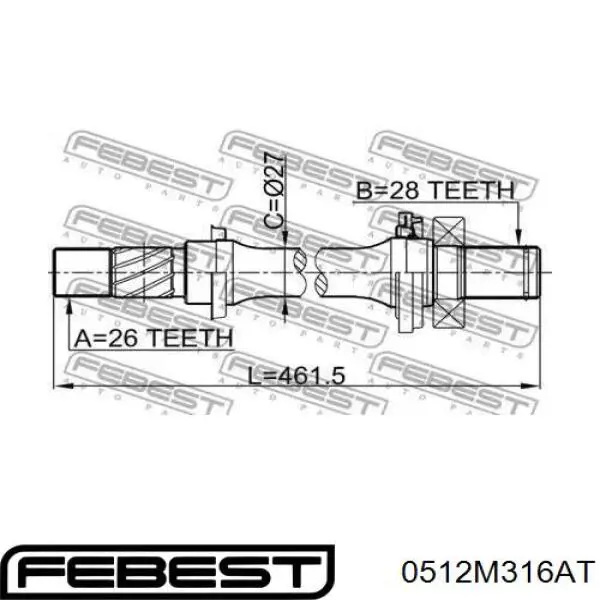 FG0225700B Mazda Wał napędowy półosi pośredni