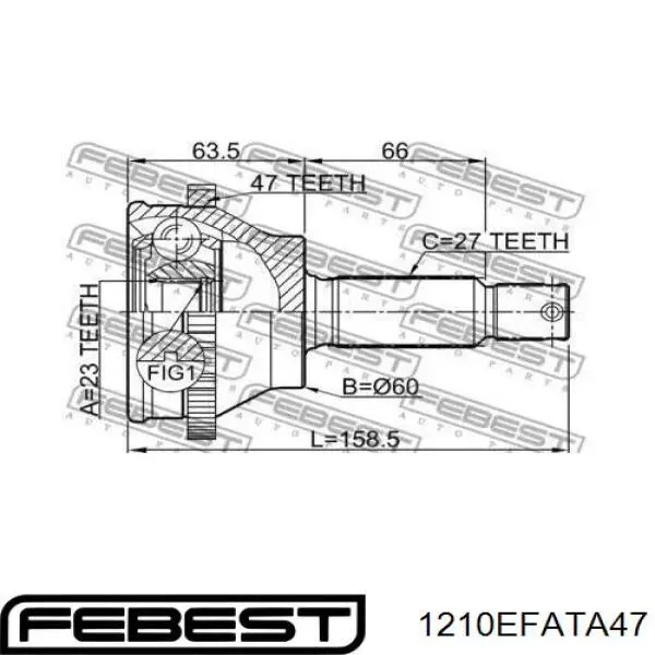 Przegub homokinetyczny przedni zewnętrzny Febest 1210EFATA47 cena, od 70,14 USD