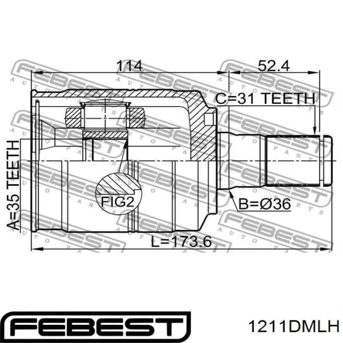 Przegub homokinetyczny wewnętrzny przedni lewy Hyundai/Kia 495822W000