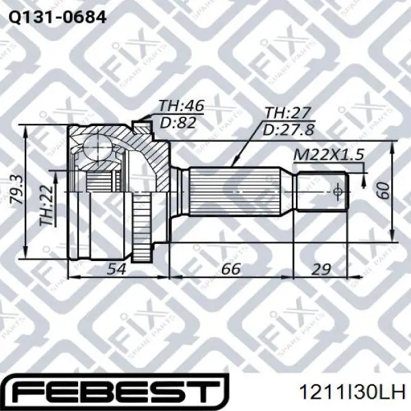 1211I30LH Febest półoś napędowa przednia lewa
