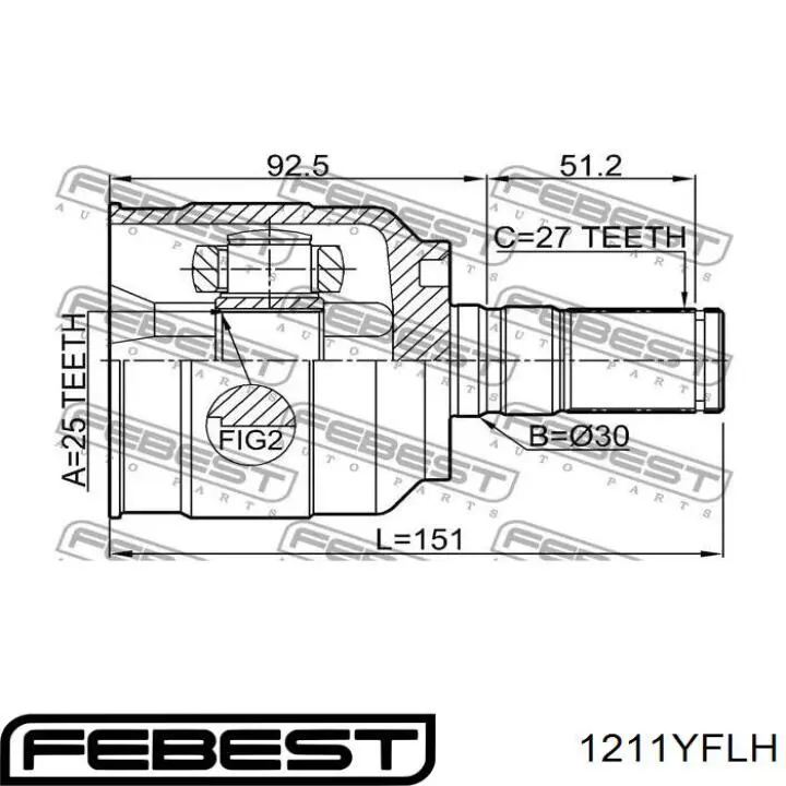 Przegub homokinetyczny przedni wewnętrzny Febest 1211YFLH cena, od 48,21 USD