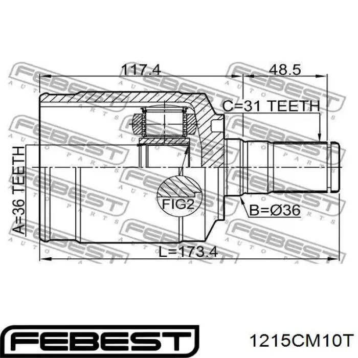 Osłona przegubu homokinetycznego półosi przedniej wewnętrzny lewy Febest 1215CM10T cena, od 33,41 USD