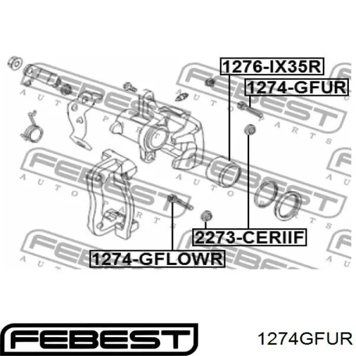 1274GFUR Febest prowadnica zacisku tylnego