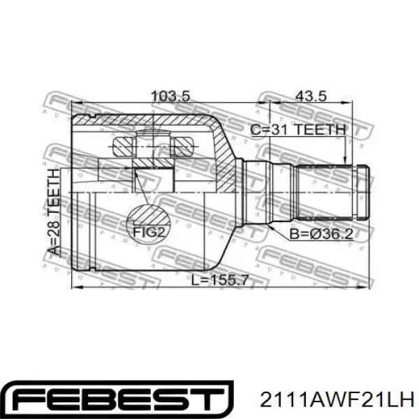 Przegub homokinetyczny przedni zewnętrzny Febest 2111AWF21LH cena, od 46,31 USD