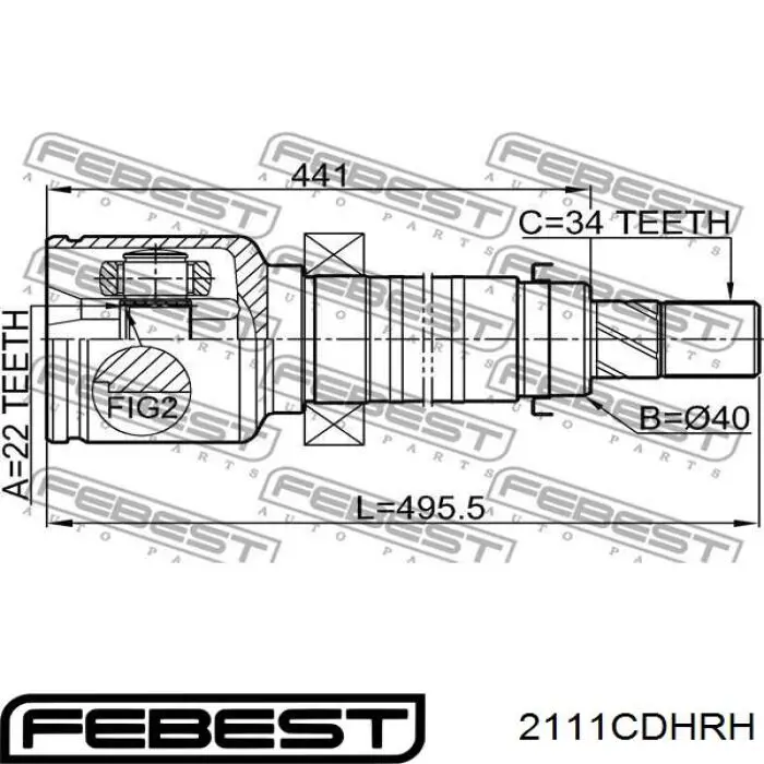 TX-566 Ford przegub homokinetyczny wewnętrzny przedni prawy