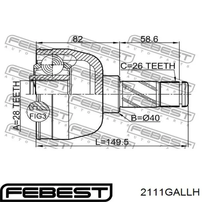 36000363 Volvo Przegub homokinetyczny wewnętrzny przedni lewy