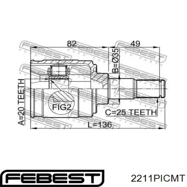 Przegub homokinetyczny przedni wewnętrzny Hyundai/Kia 4959207000 cena, od 29,33 USD