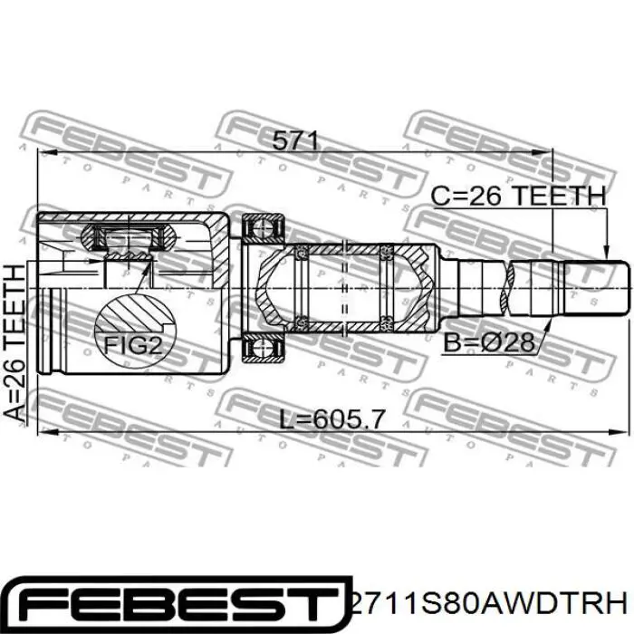 Przegub homokinetyczny wewnętrzny przedni prawy Volvo 940 sedana (944) (1990 - 1994) cena, od 182,79 USD