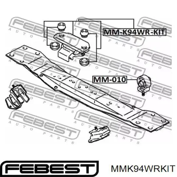 Poduszka (podpora skrzyni biegów) Febest MMK94WRKIT cena, od 90,68 USD