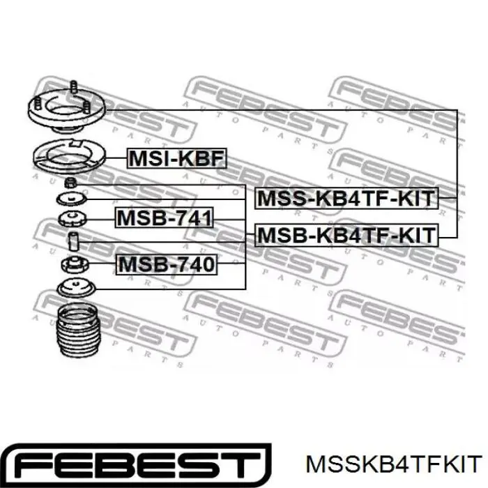 Poduszka amortyzatora przedniego Febest MSSKB4TFKIT cena, od 31,94 USD