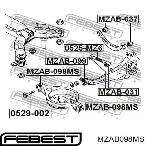 Silentblock wahacza tylnego dolnego Febest MZAB098MS cena, od 10,33 USD