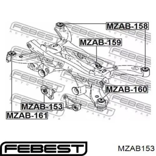 Silentblock trawersu do mocowania tylnego reduktora przedni Febest MZAB153 cena, od 14,76 USD
