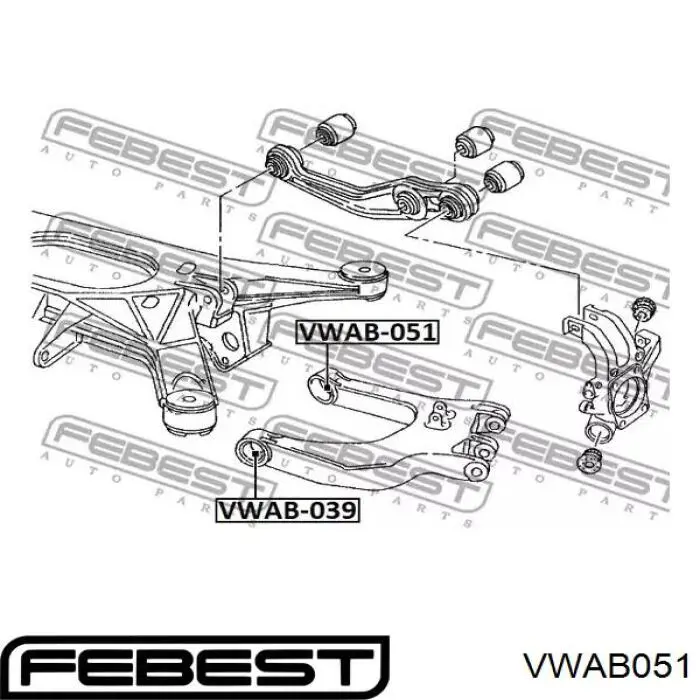 Silentblock wahacza tylnego dolnego Febest VWAB051 cena, od 46,64 USD
