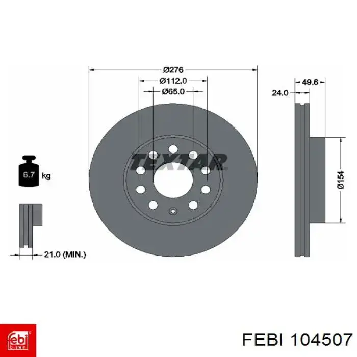 104507 Febi Tarcza hamulcowa przednia