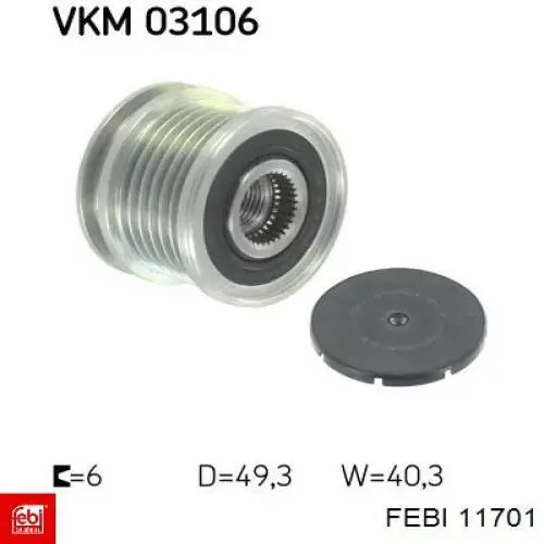 Do koszyka 11701 Febi Koło pasowe alternatora