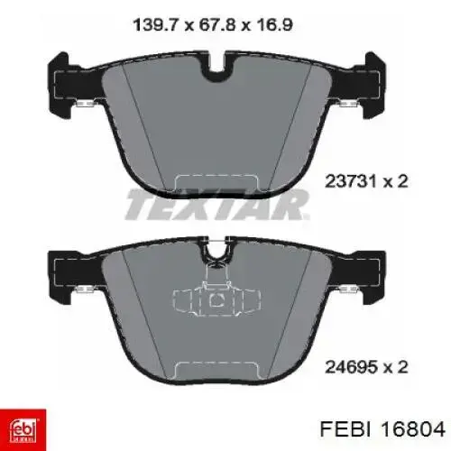 Do koszyka 16804 Febi Okładziny (klocki) do hamulców tarczowych tylne