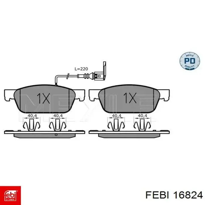 Klocki hamulcowe przednie tarczowe Febi 16824 cena, od 44,99 USD