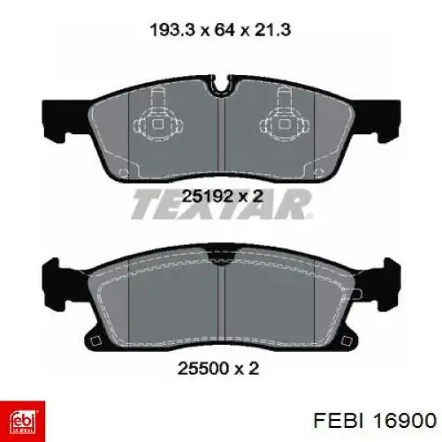 Klocki hamulcowe przednie tarczowe Febi 16900 cena, od 43,42 USD