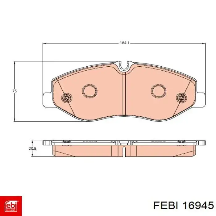 Do koszyka 16945 Febi Klocki hamulcowe przednie tarczowe
