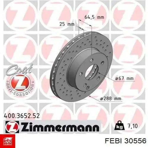 Do koszyka 30556 Febi Tarcza hamulcowa przednia
