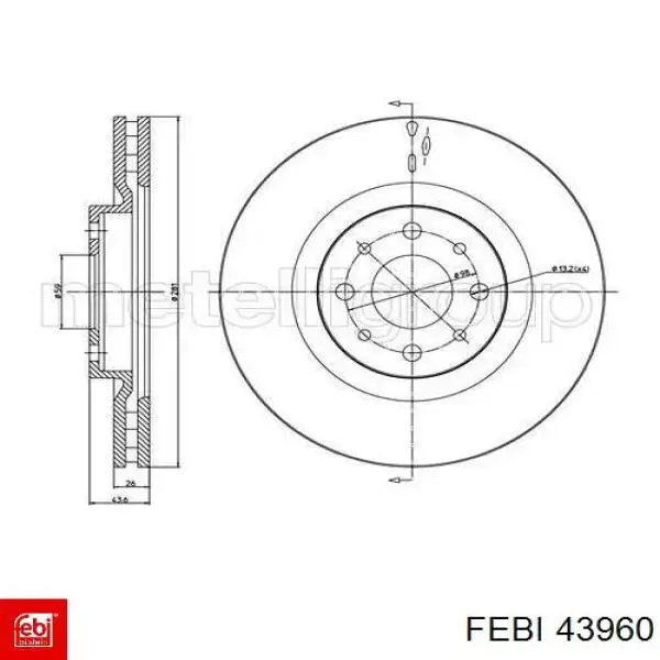 Do koszyka 43960 Febi Tarcza hamulcowa przednia